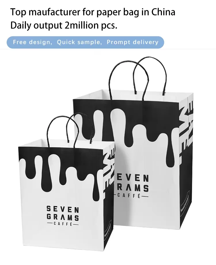 Custom White Kraft Paper Bags with Handles – Recyclable Take-Out Shopping Gift Bags, Pe... - SKU FPB90629 - UGI Packaging