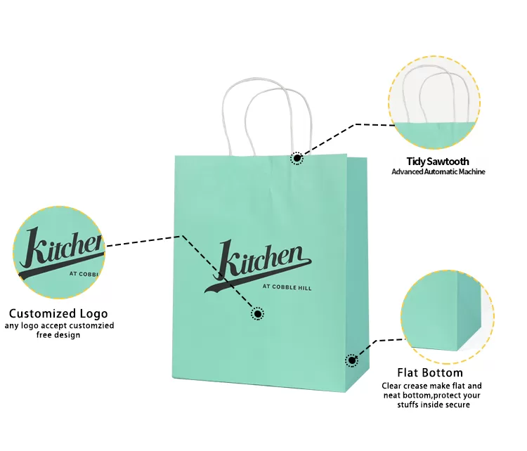 Custom Printed Kraft Paper Food Bags with Twisted Handles – Eco Takeout Packaging for Restaurants, Cafés, Fast Food, Bakeries – Durable Recyclable Carry Bags for Meals, Snacks Use - 图片 2