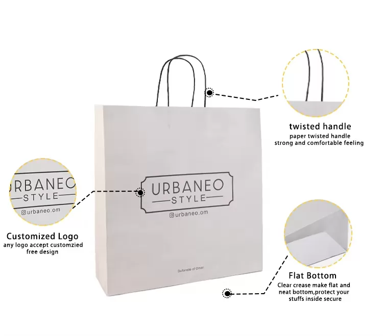 Kraft Paper Bags with Twisted Handles – Custom Logo Takeout Packaging, Food Grade Brown... - SKU FPB90360 - UGI Packaging
