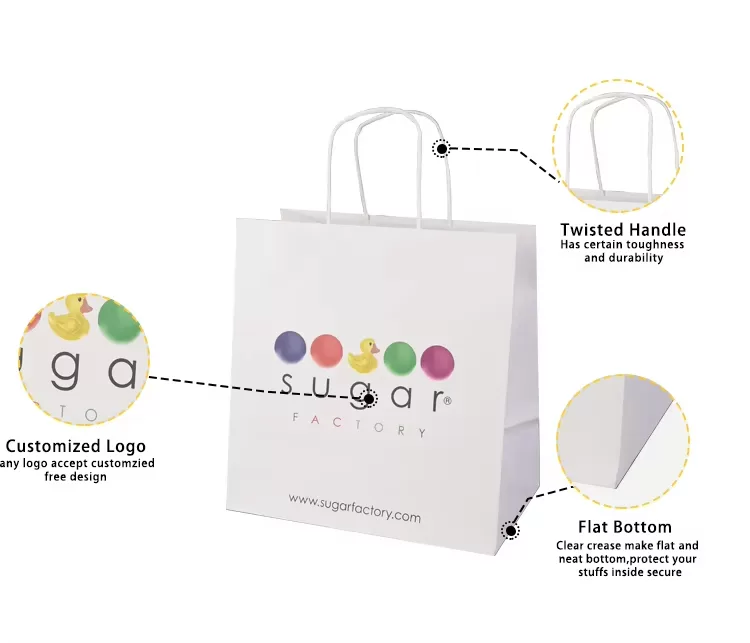 Compostable Kraft Paper Takeout Bags with Handles – Custom Logo Eco Carry Bag for Fast ... - SKU FPB90373 - UGI Packaging