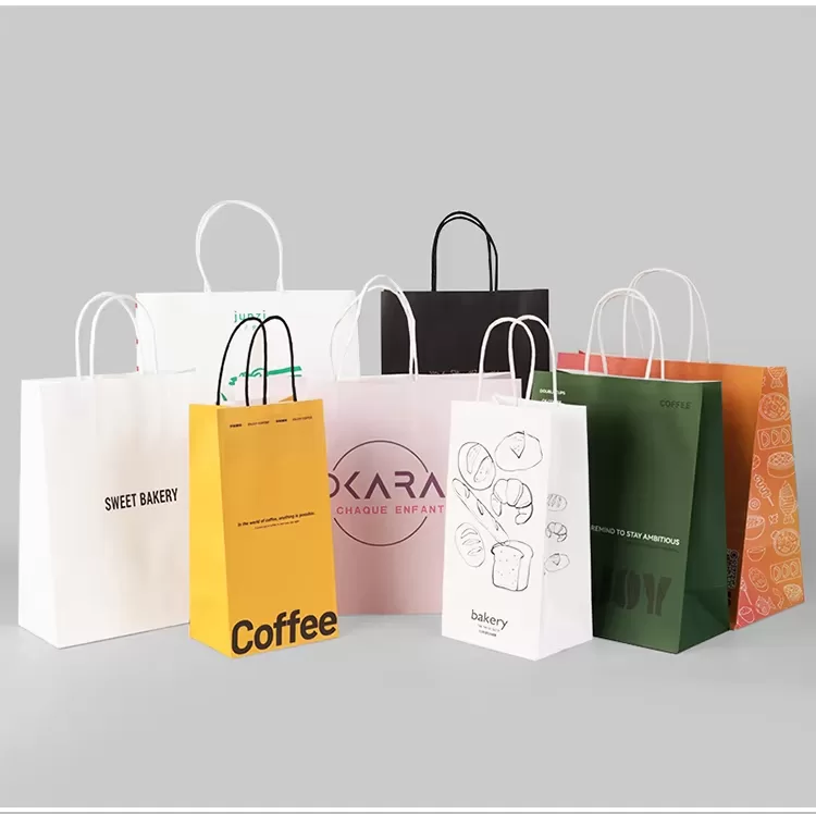 Compostable Kraft Paper Takeout Bags with Handles – Custom Logo Eco Carry Bag for Fast ... - SKU FPB90373 - UGI Packaging