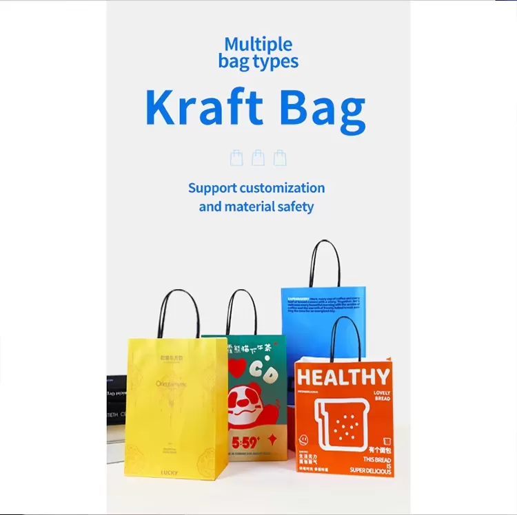 100% Recyclable Kraft Paper Food Bags with Handles – Compostable Takeout Totes with Cus... - SKU FPB90378 - UGI Packaging