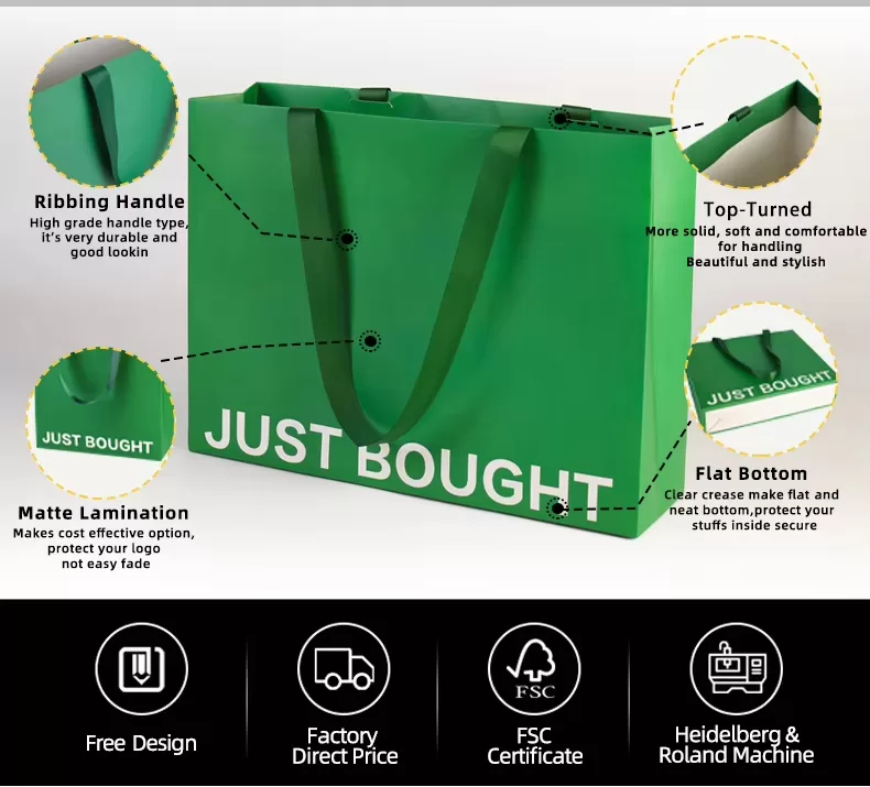 Luxury Gift Paper Bags with Ribbon Handles – Custom Logo Printed Boutique Shopping Bags... - SKU FPB90293 - UGI Packaging