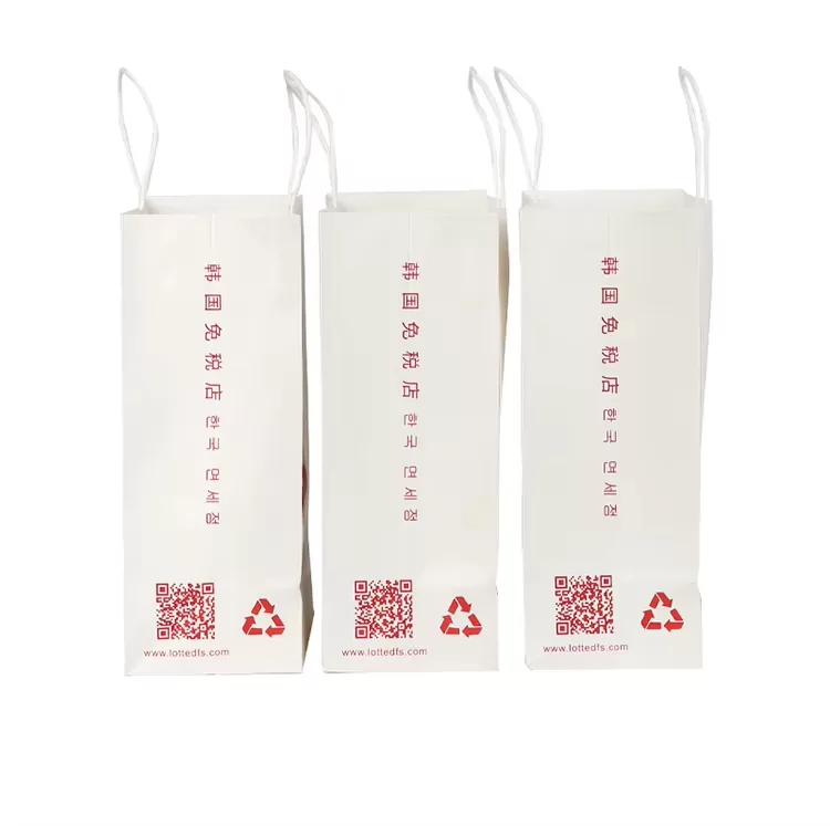 Custom White Kraft Paper Shopping Bags with Handles – Printable Logo Tote Bag for Takeo... - SKU FPB90369 - UGI Packaging