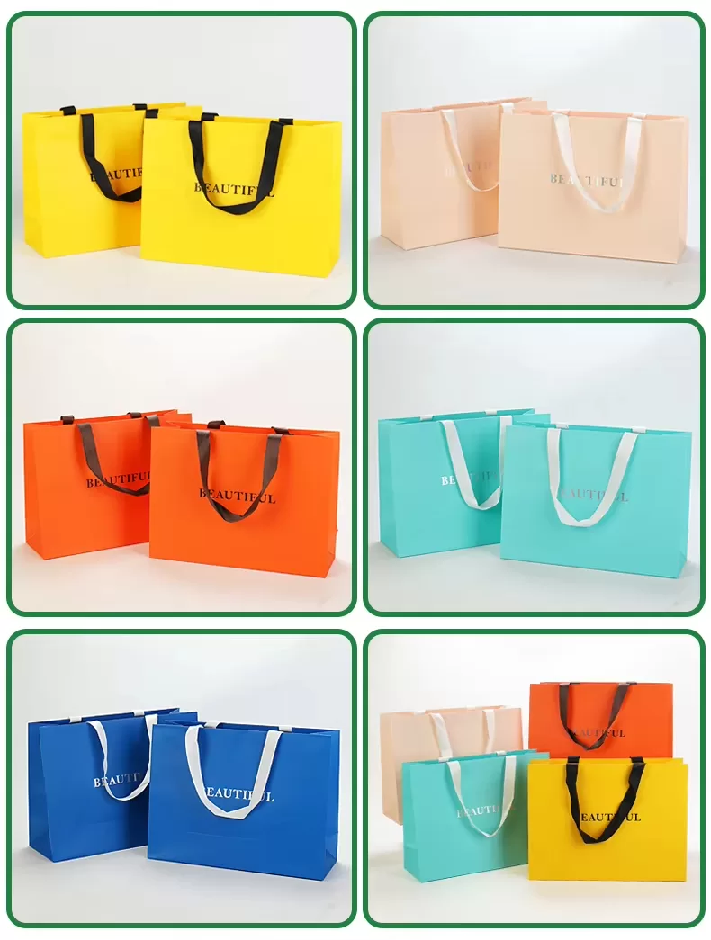 Luxury Gift Paper Bags with Ribbon Handles – Custom Logo Printed Boutique Shopping Bags... - SKU FPB90293 - UGI Packaging