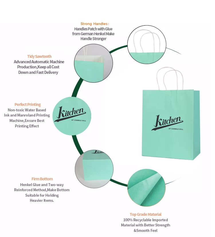 Custom Printed Kraft Paper Food Bags with Twisted Handles – Eco Takeout Packaging for R... - SKU FPB90390 - UGI Packaging