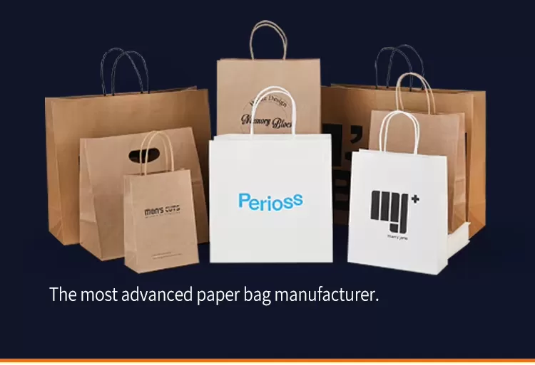 Custom White Kraft Paper Shopping Bags with Handles – Printable Logo Tote Bag for Takeo... - SKU FPB90369 - UGI Packaging