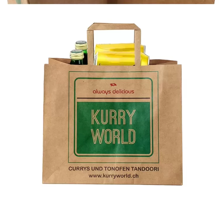 Eco-Friendly Brown Kraft Paper Takeout Bags – Biodegradable Recyclable Paper Bags with ... - SKU FPB90321 - UGI Packaging