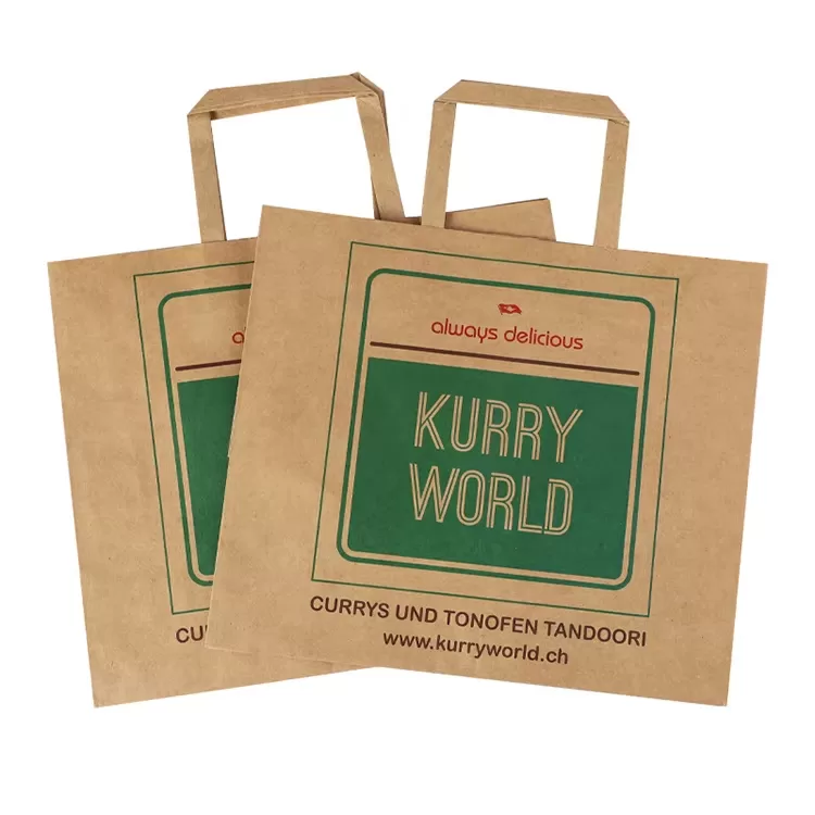 Eco-Friendly Brown Kraft Paper Takeout Bags – Biodegradable Recyclable Paper Bags with ... - SKU FPB90321 - UGI Packaging