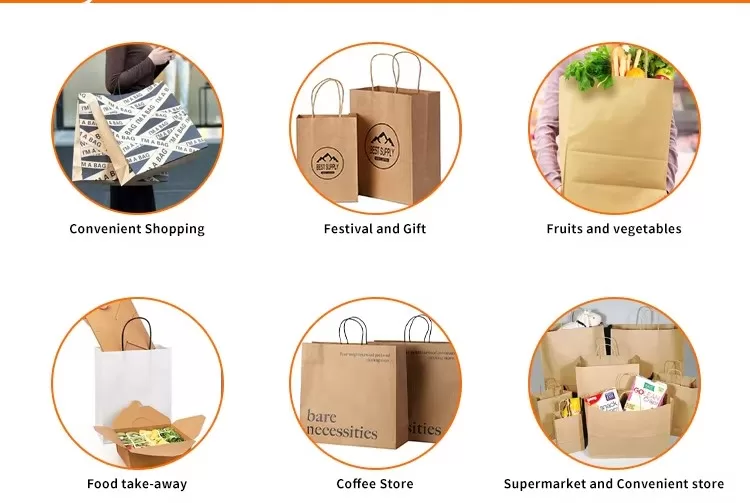 Compostable Kraft Paper Takeout Bags with Handles – Custom Logo Eco Carry Bag for Fast ... - SKU FPB90373 - UGI Packaging