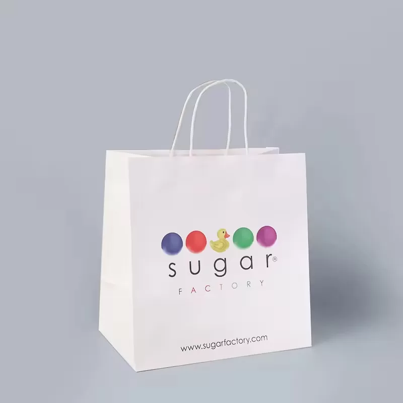 Compostable Kraft Paper Takeout Bags with Handles – Custom Logo Eco Carry Bag for Fast Food, Restaurant, Deli, Café, Bakery – 100% Recycled Paper, Grease-Resistant & Strong - 图片 2