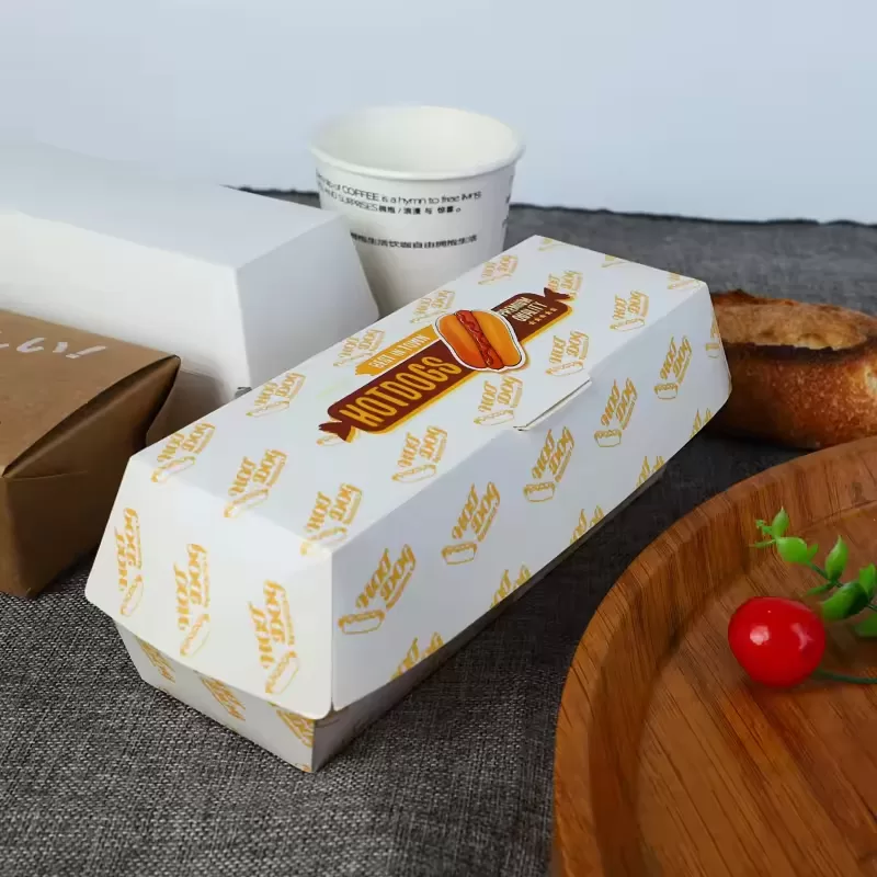 Custom Logo Paper Food Boxes – Clamshell Takeout Containers for Burgers, Hot Dogs, Sandwiches – Disposable, Eco-Friendly, Grease-Resistant for Restaurants, Cafes, Trucks