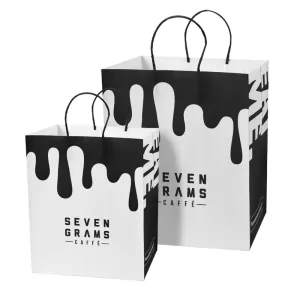 Custom White Kraft Paper Bags with Handles – Recyclable Take-Out Shopping Gift Bags, Personalized Logo Printed, Multipurpose Packaging for Retail, Food, Parties (Various Sizes)