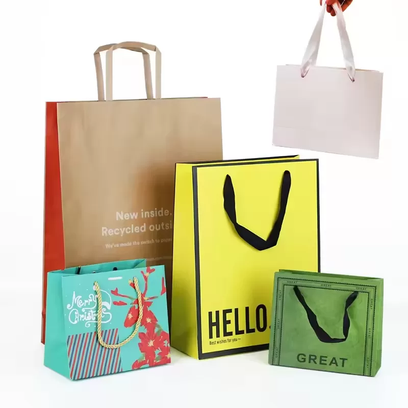 Custom Kraft Paper Bags with Die-Cut Handles – Personalized Recyclable Packaging with Logo for Food Takeout, Retail, Gifts, Cosmetics, Perfume, Jewelry & Small Business Branding