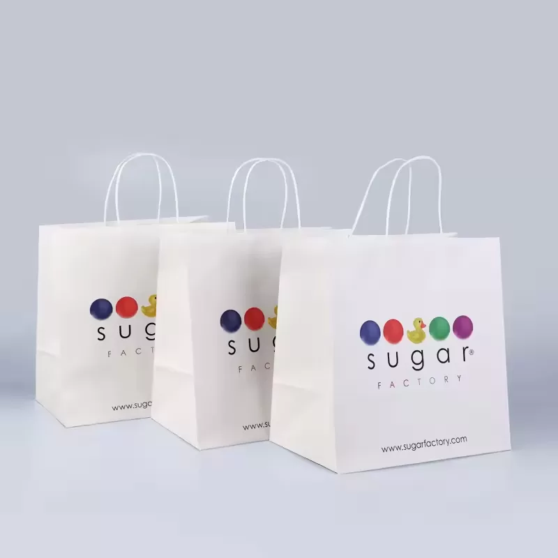 Compostable Kraft Paper Takeout Bags with Handles – Custom Logo Eco Carry Bag for Fast Food, Restaurant, Deli, Café, Bakery – 100% Recycled Paper, Grease-Resistant & Strong - 图片 3