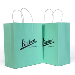Custom Printed Kraft Paper Food Bags with Twisted Handles – Eco Takeout Packaging for Restaurants, Cafés, Fast Food, Bakeries – Durable Recyclable Carry Bags for Meals, Snacks Use