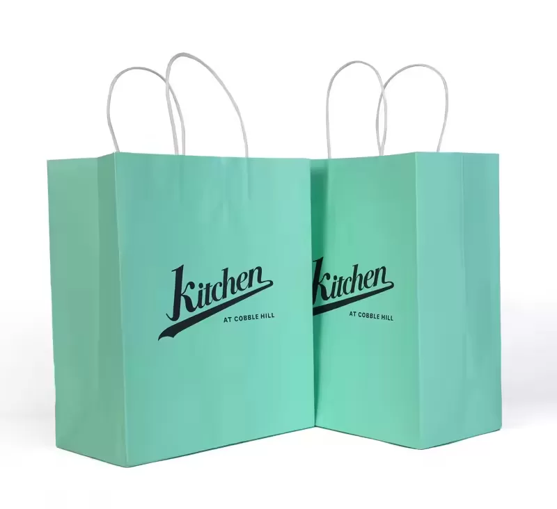 Custom Printed Kraft Paper Food Bags with Twisted Handles – Eco Takeout Packaging for Restaurants, Cafés, Fast Food, Bakeries – Durable Recyclable Carry Bags for Meals, Snacks Use