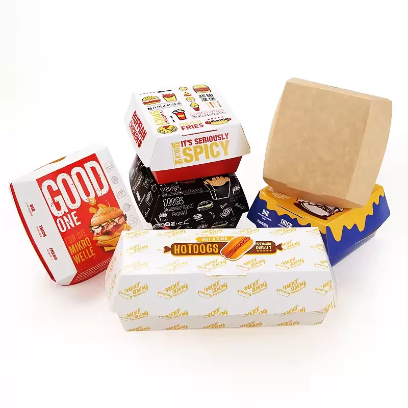 Custom Logo Fast Food Packaging Set – Kraft Paper Boxes for Burgers, Sandwiches, Hot Dogs, Popcorn, Fried Chicken – Eco-Friendly Containers for Restaurants Takeout & Events - 图片 3