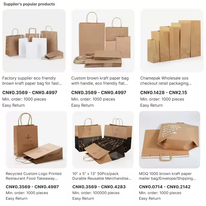 Custom Kraft Paper Shopping Bags with Handles – Recyclable Grocery Packaging Bags, Brown Craft Paper Gift Bags with Logo Printing, Ideal for Retail, Takeout, Markets, and Small Business (Bulk Pack) - 图片 3