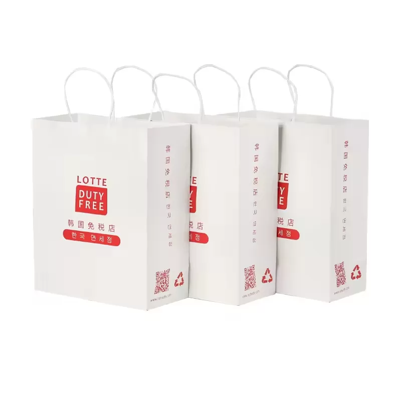 Custom White Kraft Paper Shopping Bags with Handles – Printable Logo Tote Bag for Takeout, Food Delivery, Duty-Free Stores, Retail Packaging, Cafés & Bakeries – Eco-Friendly & Reusable - 图片 3