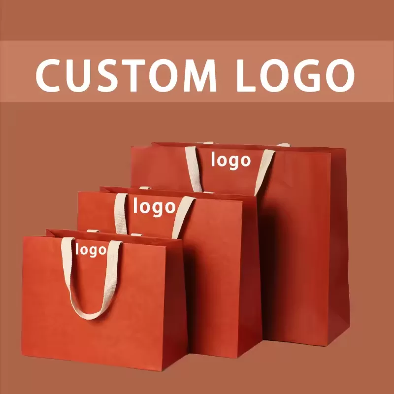 Recyclable Biodegradable Luxury Gift Paper Bags – Custom Logo Printed Shopping Bags for Small Business, Kraft Packaging with Handles for Boutique, Retail, Events (Various Sizes) - 图片 4