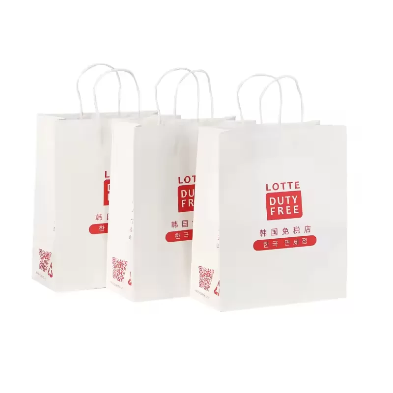 Custom White Kraft Paper Shopping Bags with Handles – Printable Logo Tote Bag for Takeout, Food Delivery, Duty-Free Stores, Retail Packaging, Cafés & Bakeries – Eco-Friendly & Reusable - 图片 5