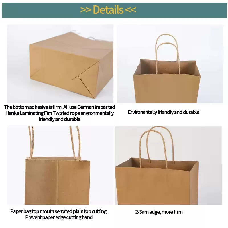 Kraft Paper Bags with Twisted Handles – Custom Logo Takeout Packaging, Food Grade Brown & White Bags for Bakery, Restaurants, Cafes, Grocery, Retail & Gift Use – Recyclable & Sturdy - 图片 6
