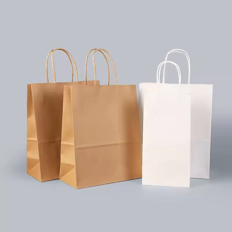 Compostable Kraft Paper Takeout Bags with Handles – Custom Logo Eco Carry Bag for Fast Food, Restaurant, Deli, Café, Bakery – 100% Recycled Paper, Grease-Resistant & Strong - 图片 6