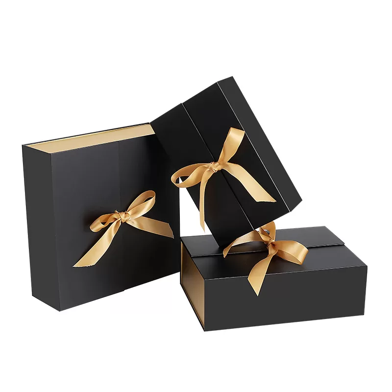 Luxury Foldable Gift Box with Magnetic Closure and Satin Ribbon – Custom Make, Sturdy Reusable Black Present Box for Birthday, Wedding, Anniversary, Bridesmaid, Business & Holiday Gifts - 图片 7
