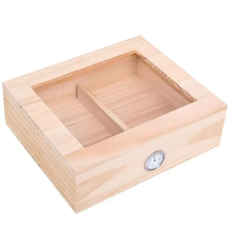 Premium Cedar Wood Cigar Humidor Box with Glass Top and Hygrometer – Large Capacity Sto... - SKU CHB10782 - UGI Packaging