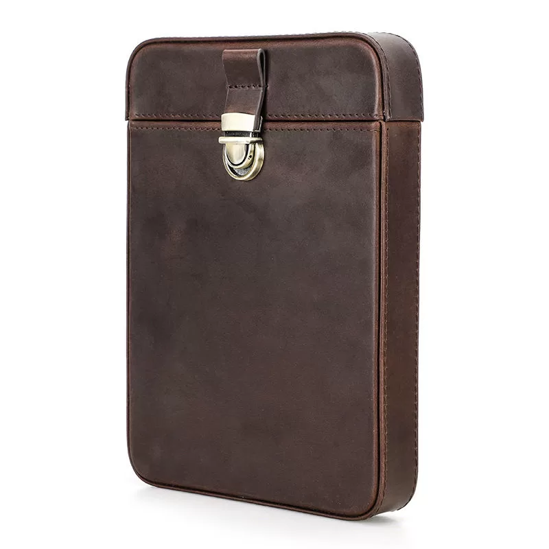 Premium Crazy Horse Leather Cigar Travel Case for Men – Vintage Humidor Box Holds 6 Cig... - SKU CHB10726 - UGI Packaging