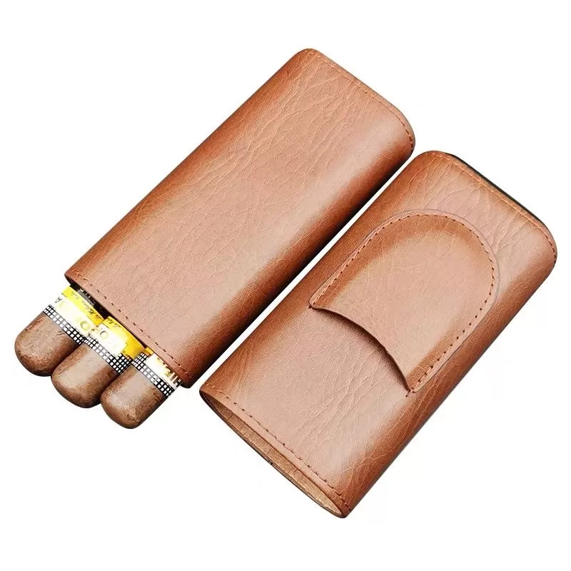 Premium Leather Cigar Case Holder with Cedar Wood Lining – Handcrafted Cowhide Travel H... - SKU CHB10770 - UGI Packaging