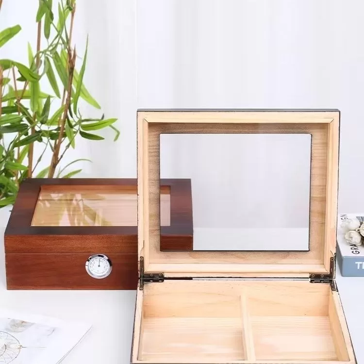 Premium Cedar Wood Cigar Humidor Box with Glass Top and Hygrometer – Large Capacity Sto... - SKU CHB10782 - UGI Packaging