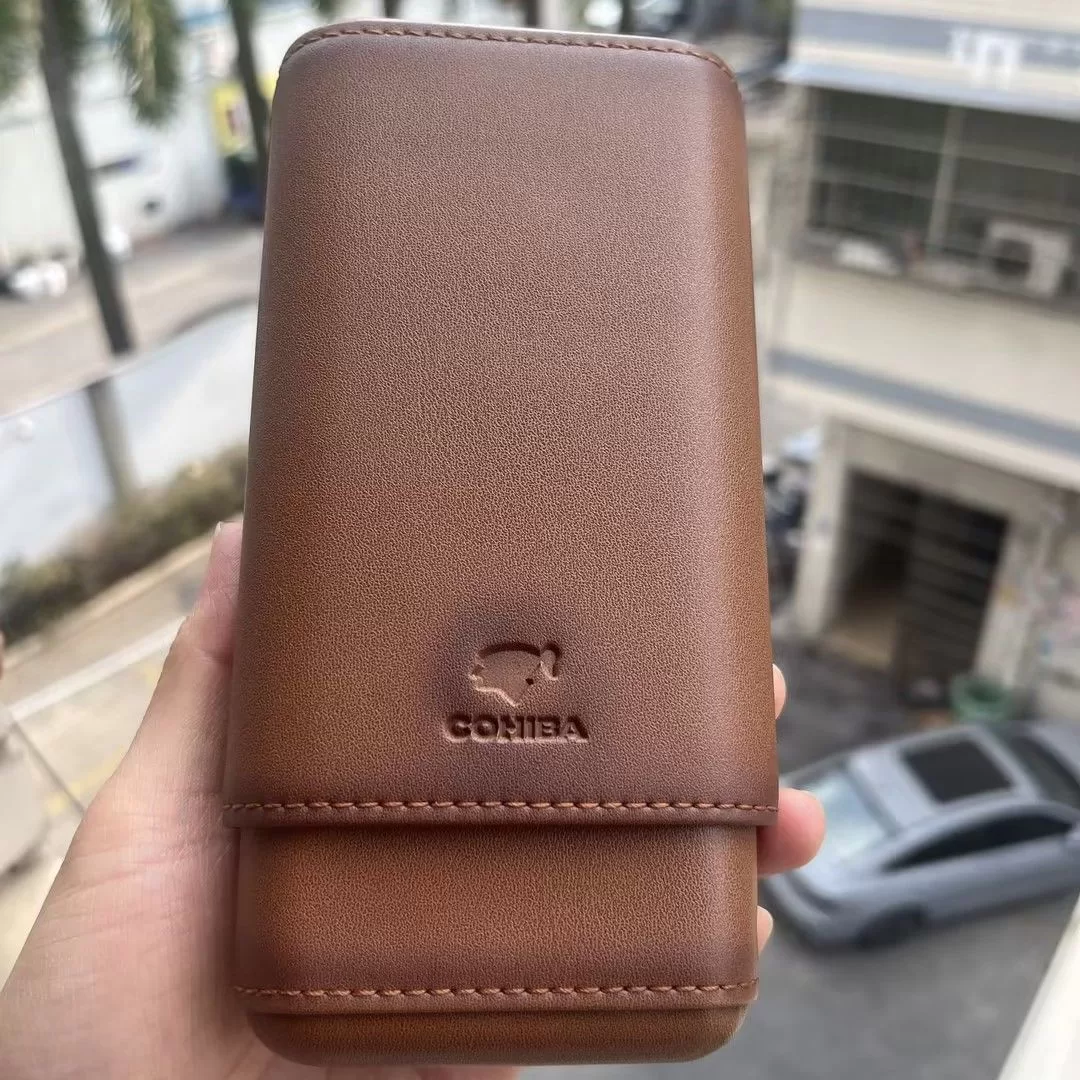 Premium Leather Cigar Travel Case for 3 Cigars – Portable Humidor with Spanish Cedar Li... - SKU CHB10683 - UGI Packaging