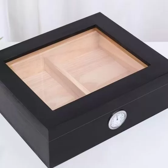 Premium Cedar Wood Cigar Humidor Box with Glass Top and Hygrometer – Large Capacity Sto... - SKU CHB10782 - UGI Packaging