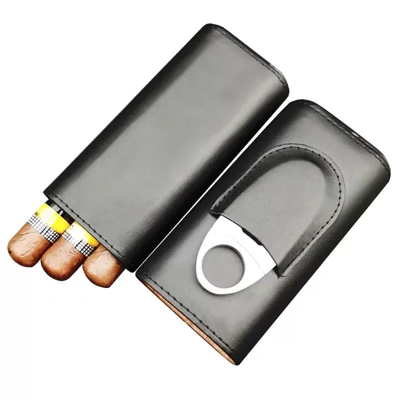 Premium Leather Cigar Case Holder with Cedar Wood Lining – Handcrafted Cowhide Travel H... - SKU CHB10770 - UGI Packaging
