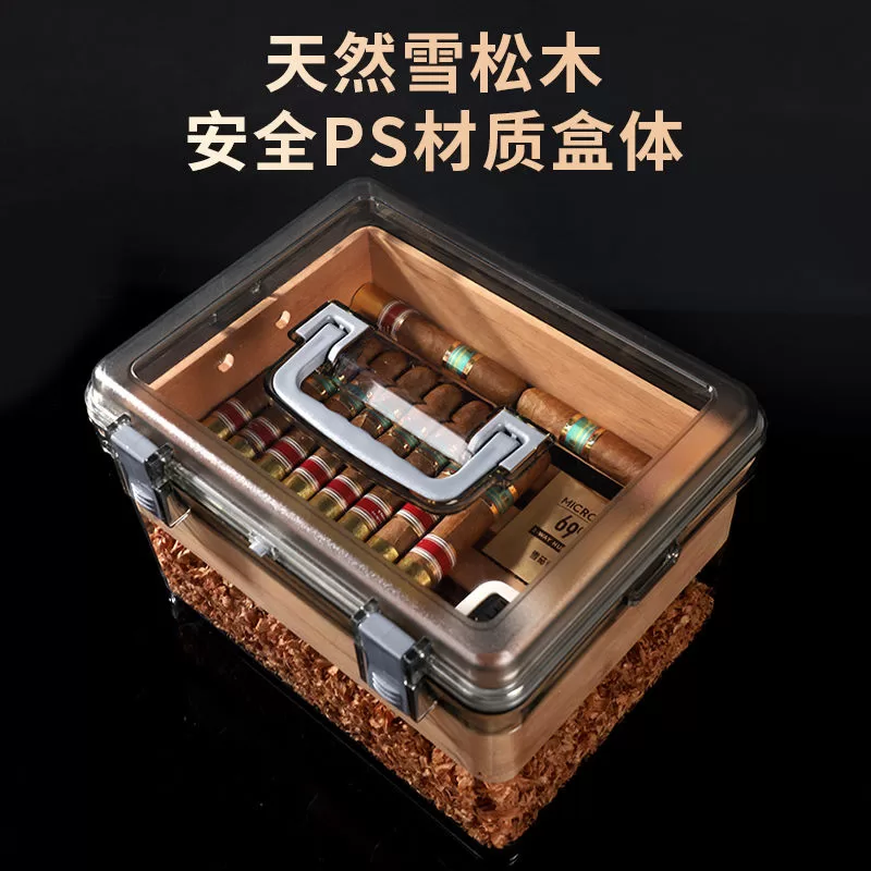 Premium Cigar Humidor Box with Transparent Lid – Spanish Cedar Wood & Food-Grade PS – Airtight Seal for Moisture Retention, Odor Resistance, Ideal for Keeping Cigars Fresh, and Aromatic - 图片 3