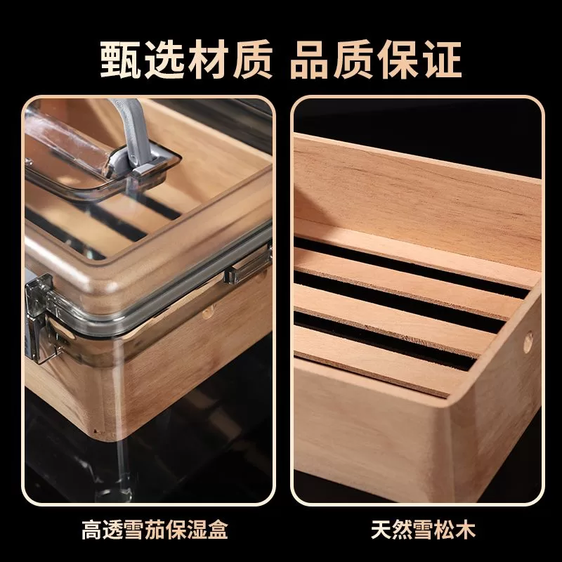 Premium Cigar Humidor Box with Transparent Lid – Spanish Cedar Wood & Food-Grade PS – Airtight Seal for Moisture Retention, Odor Resistance, Ideal for Keeping Cigars Fresh, and Aromatic - 图片 4