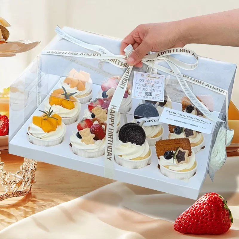 Clear Cupcake Boxes with Handle – 2/4/6/12 Slot Clear PET Plastic Containers – Durable ... - SKU CCB60021 - UGI Packaging