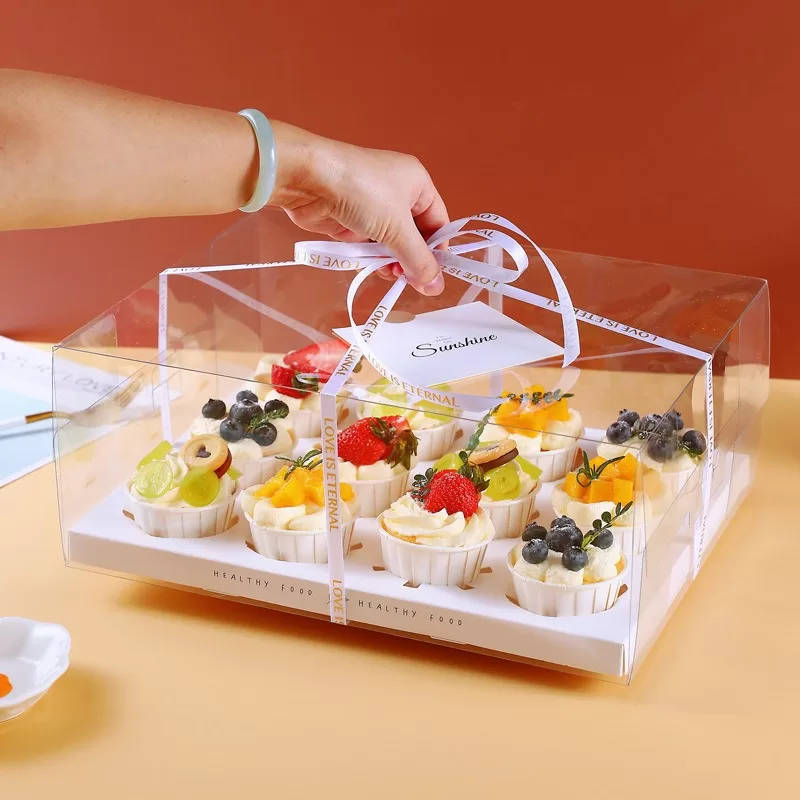 Clear Cupcake Boxes with Handle – 2/4/6/12 Slot Clear PET Plastic Containers – Durable ... - SKU CCB60021 - UGI Packaging