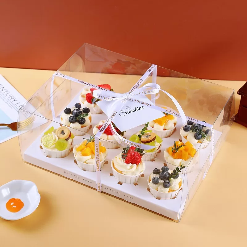 Clear Cupcake Boxes with Handle – 2/4/6/12 Slot Clear PET Plastic Containers – Durable ... - SKU CCB60021 - UGI Packaging