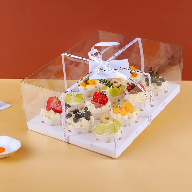 Clear Cupcake Boxes with Handle – 2/4/6/12 Slot Clear PET Plastic Containers – Durable ... - SKU CCB60021 - UGI Packaging