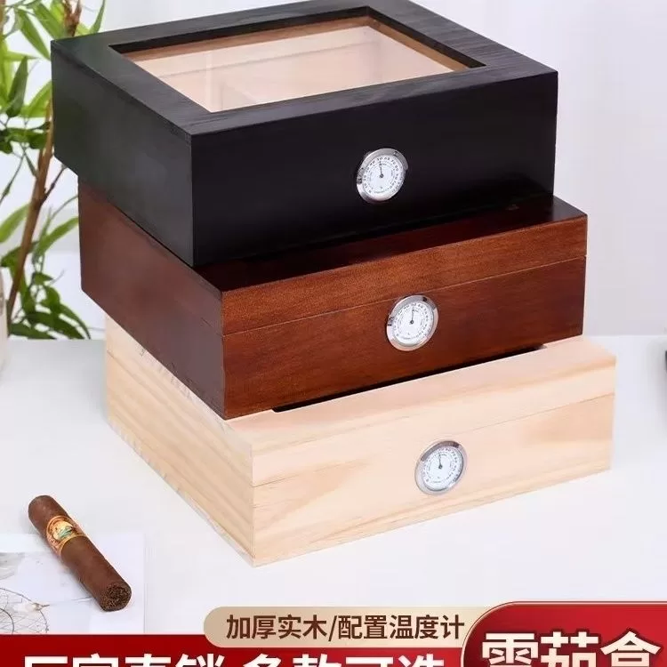 Premium Cedar Wood Cigar Humidor Box with Glass Top and Hygrometer – Large Capacity Sto... - SKU CHB10782 - UGI Packaging