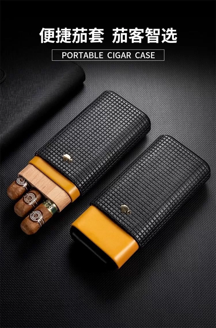 Premium Leather Cigar Travel Case for 3 Cigars – Portable Humidor with Spanish Cedar Li... - SKU CHB10683 - UGI Packaging