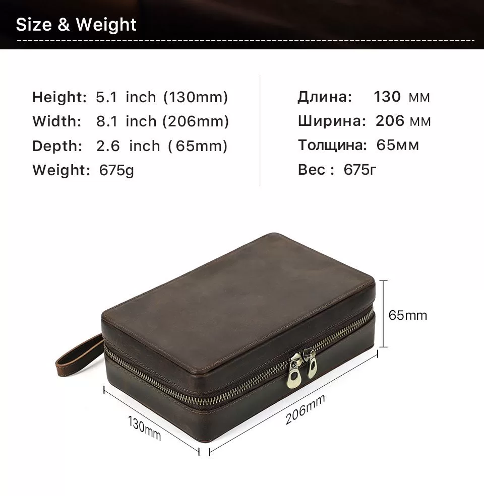 leather cigar travel humidor 🥃 – Crazy Horse cowhide 4-slot portable humidor with dual ... - SKU CHB10734 - UGI Packa...