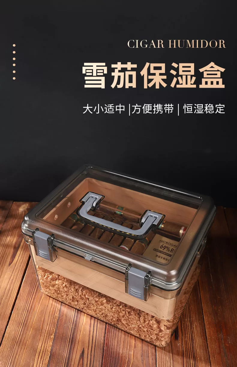 Premium Cigar Humidor Box with Transparent Lid – Spanish Cedar Wood & Food-Grade PS – A... - SKU CHB10672 - UGI Packaging