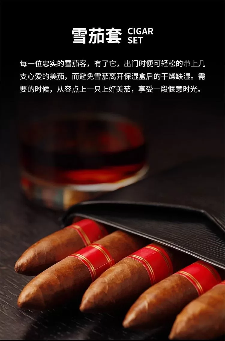 Premium Leather Cigar Travel Case for 3 Cigars – Portable Humidor with Spanish Cedar Li... - SKU CHB10683 - UGI Packaging