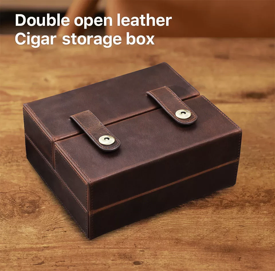 Premium Leather Cigar Travel Humidor Case – Holds 7 Cigars with Hygrometer, Cutter Slot... - SKU CHB10758 - UGI Packaging