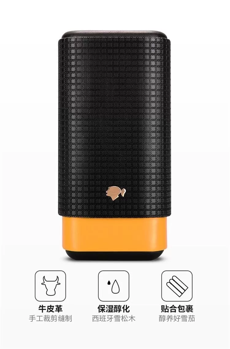 Premium Leather Cigar Travel Case for 3 Cigars – Portable Humidor with Spanish Cedar Li... - SKU CHB10683 - UGI Packaging