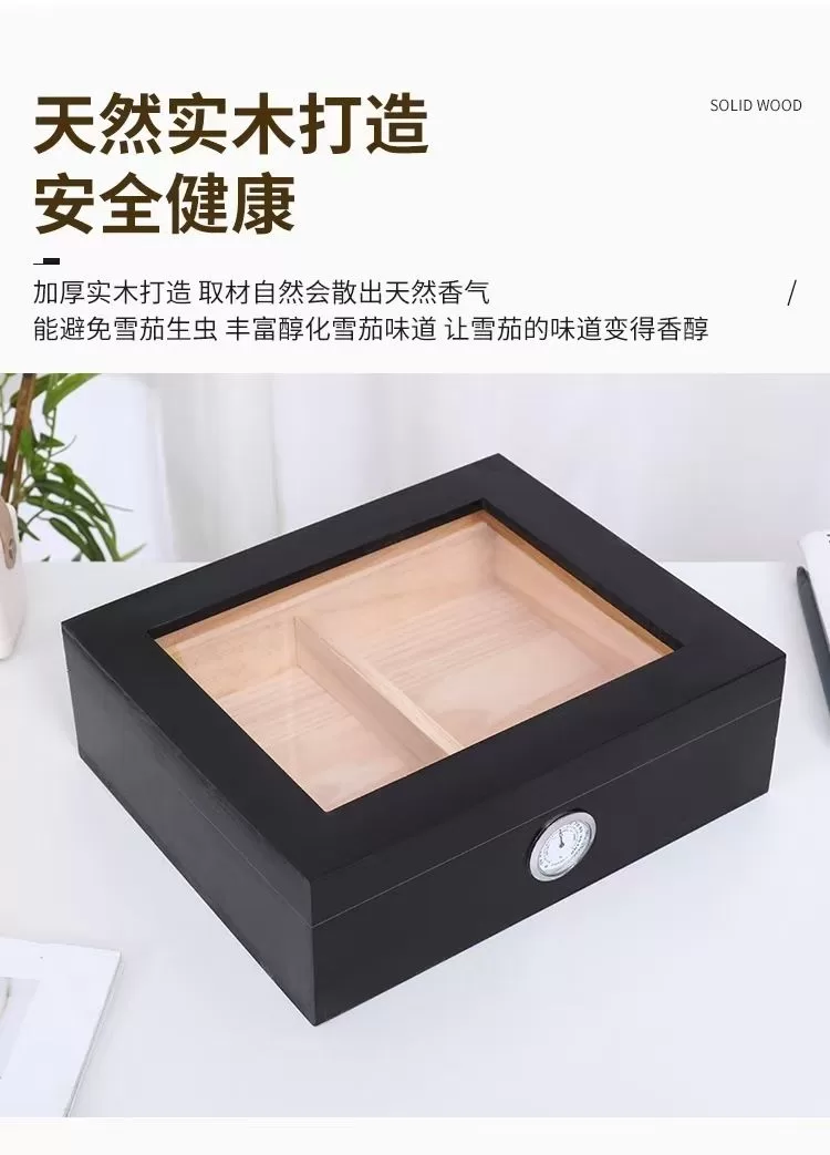 Premium Cedar Wood Cigar Humidor Box with Glass Top and Hygrometer – Large Capacity Sto... - SKU CHB10782 - UGI Packaging